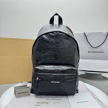 Okify Balenciaga Black Waxed Lambskin Backpack 47x35x20cm