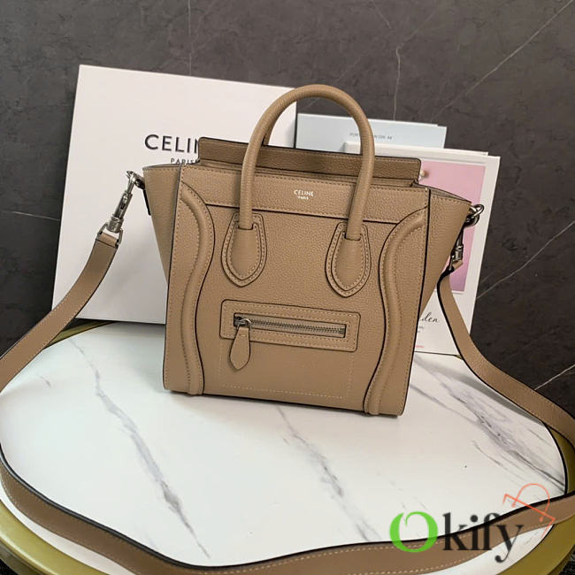 Okify Celine Micro Luggage Bag Brown 20x20x10cm - 1