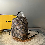 Okify Fendi FF Mini Backpack In Brown Lambskin 22x22x10cm - 4
