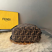Okify Fendi FF Mini Backpack In Brown Lambskin 22x22x10cm - 6