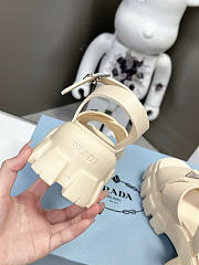 Okify Prada White Cream Rubber Women Sandals 5cm - 6