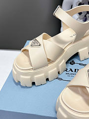 Okify Prada White Cream Rubber Women Sandals 5cm - 4