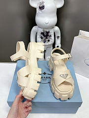 Okify Prada White Cream Rubber Women Sandals 5cm - 2