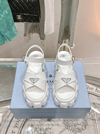 Okify Prada White Rubber Women Sandals 5cm