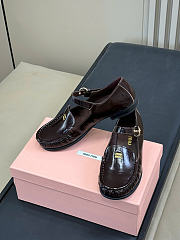 Okify MiuMiu Dark Brown Loafers With Straps - 4