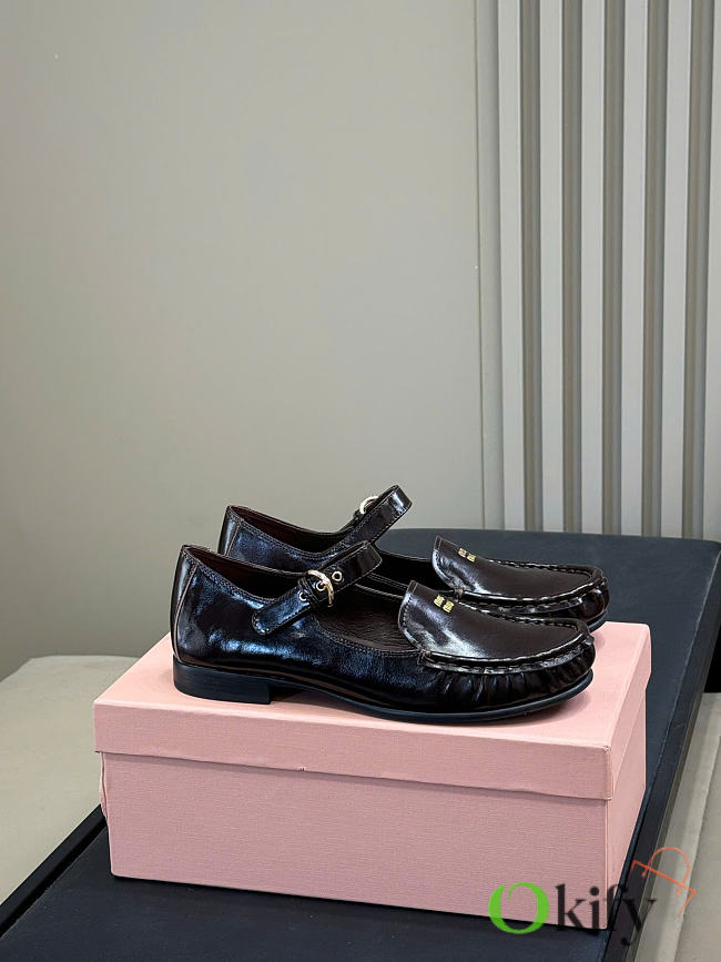Okify MiuMiu Dark Brown Loafers With Straps - 1