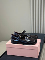 Okify MiuMiu Dark Brown Loafers With Straps - 1