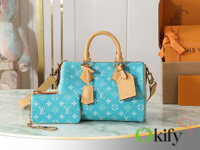 Okify Louis Vuitton Speedy 25 Bag Blue Turquoise M11561 25x15x15cm - 1