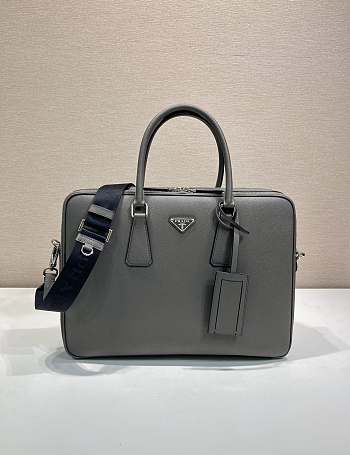 Okify Prada Gray Briefcase Bag 2VE022 38x28x6.5cm