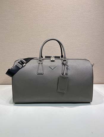 Okify Prada Saffiano Duffle Bag Gray 2VC018 50x27.5x25cm