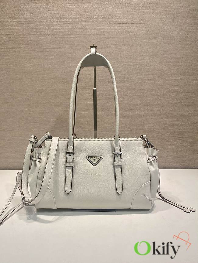 Okify Prada Bonnie Medium Antiqued Bag White 1BG628 32x17.5x10.5cm - 1