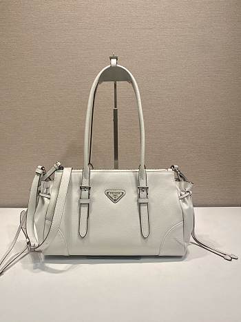 Okify Prada Bonnie Medium Antiqued Bag White 1BG628 32x17.5x10.5cm