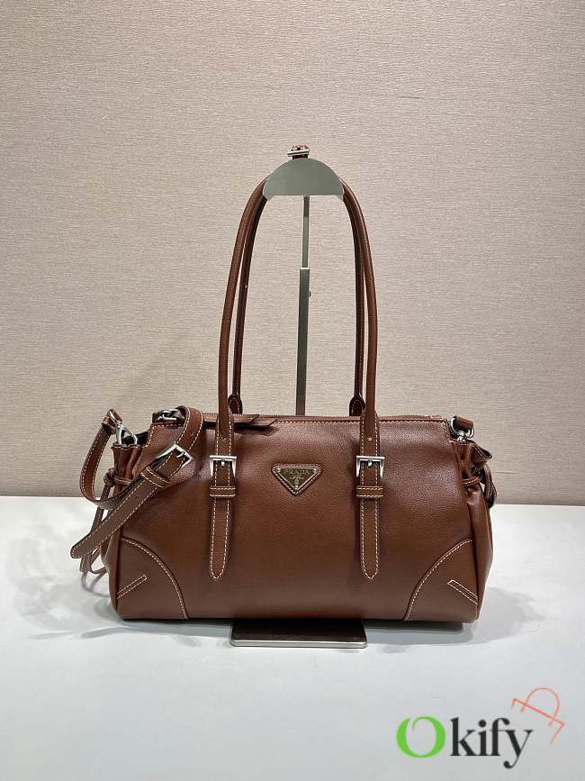 Okify Prada Bonnie Medium Antiqued Bag Brown 1BG628 32x17.5x10.5cm - 1
