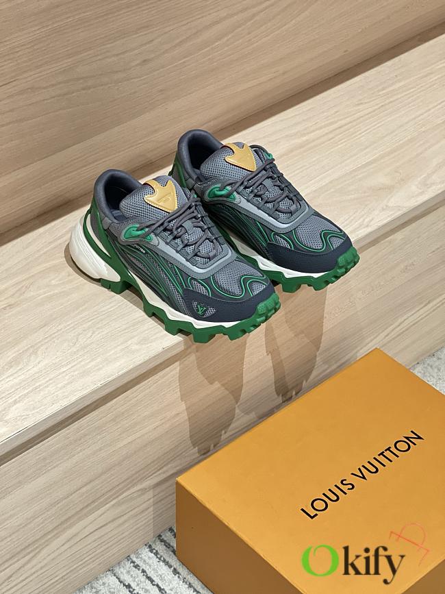 Okify Louis Vuitton Gray And Green Men Sneakers  - 1