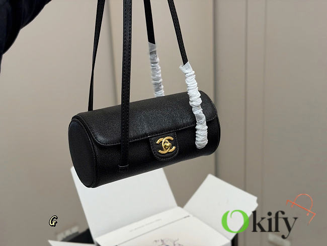 Okify CC 2026 Preppy Coco Small Bowling Bag Black Caviar 21x11cm - 1