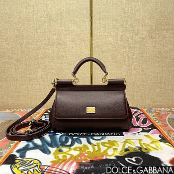 Okify Dolce & Gabbana Sicily Handbag In Dark Brown 11x18x6cm