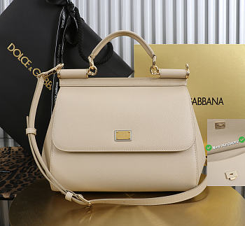 Okify Dolce & Gabbana Sicily Large Bag White Cream Calfskin 25x20x12cm