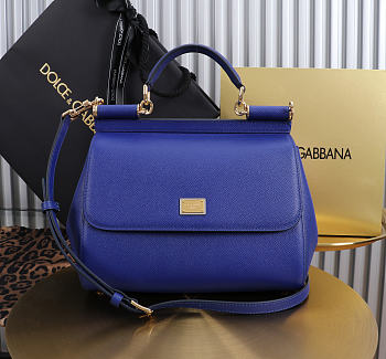 Okify Dolce & Gabbana Sicily Large Bag Dark Blue Calfskin 25x20x12cm