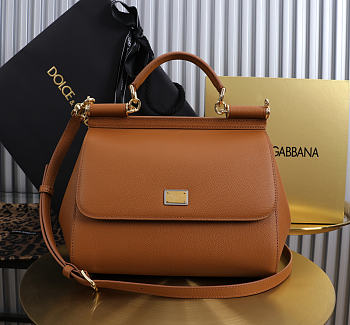 Okify Dolce & Gabbana Sicily Large Bag Brown Calfskin 25x20x12cm