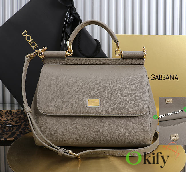 Okify Dolce & Gabbana Sicily Large Bag Gray Calfskin 25x20x12cm - 1