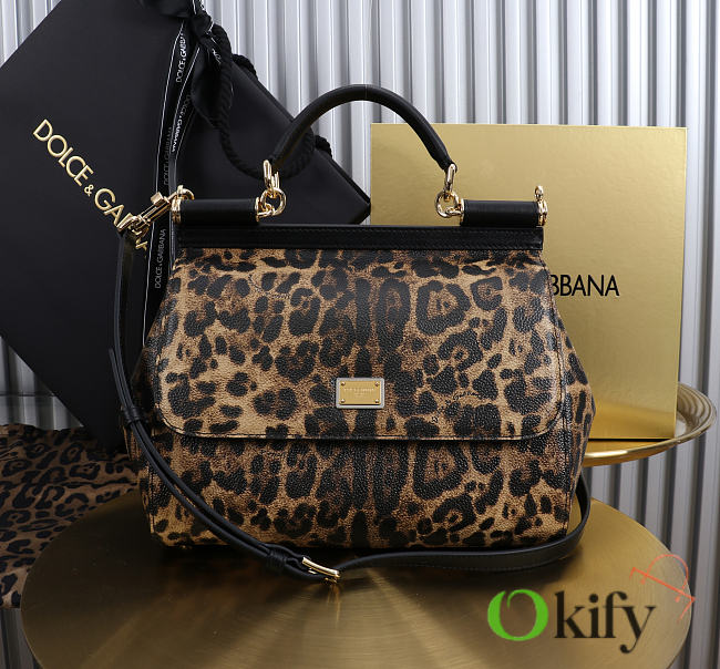 Okify Dolce & Gabbana Sicily Large Bag Leopard 25x20x12cm - 1