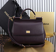 Okify Dolce & Gabbana Sicily Large Bag Dark Brown Calfskin 25x20x12cm - 1