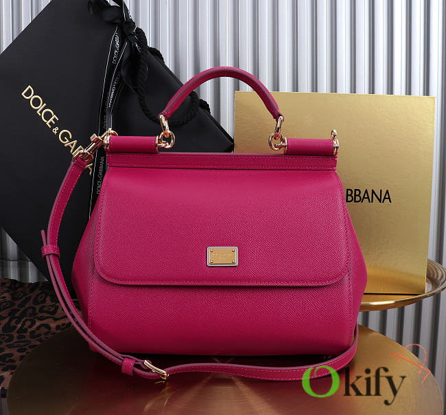 Okify Dolce & Gabbana Sicily Large Bag Pink Fuchsia Calfskin 25x20x12cm - 1