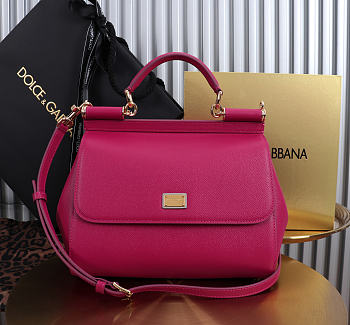 Okify Dolce & Gabbana Sicily Large Bag Pink Fuchsia Calfskin 25x20x12cm