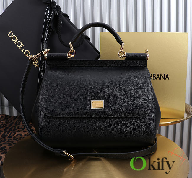 Okify Dolce & Gabbana Sicily Large Bag Black Calfskin 25x20x12cm - 1