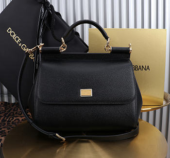 Okify Dolce & Gabbana Sicily Large Bag Black Calfskin 25x20x12cm