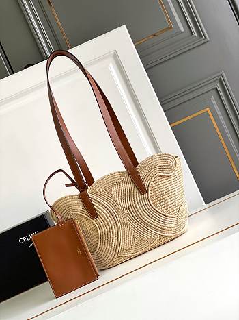 Okify Celine Large Panier Bag With Triomphe Braided Raffia 36x21.5x13cm