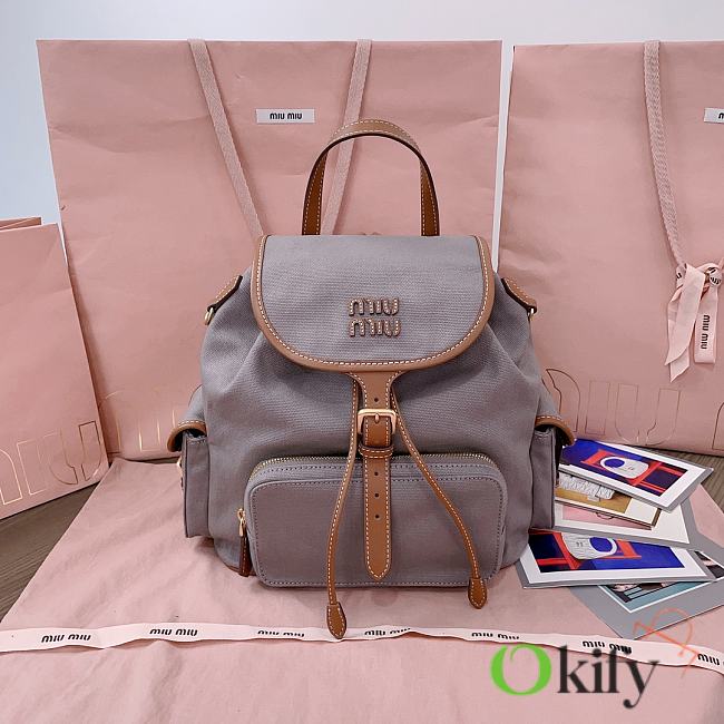 Okify MiuMiu Gray Large Backpack 5BZ042 29.5x25x12.5cm - 1