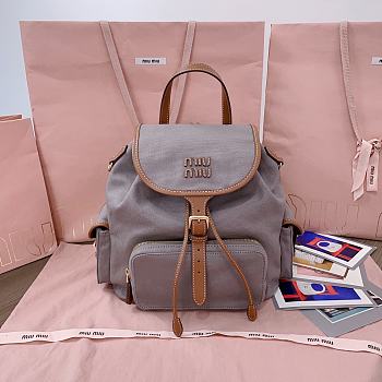 Okify MiuMiu Gray Large Backpack 5BZ042 29.5x25x12.5cm