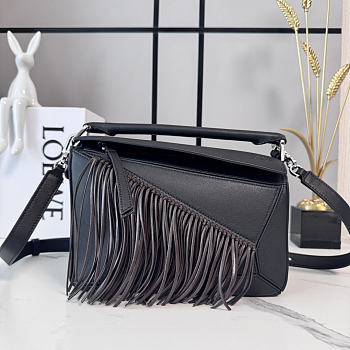 Okify Loewe Fringe Puzzle Bag Black 24x16x10.5cm