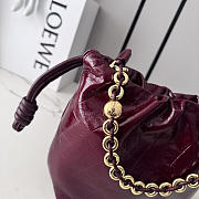 Okify Loewe Flamenco Mini Bag Burgundy Crinkle Leather 23x17x5.5cm - 3