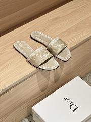 Okify Dior Beige Embroidered Women Slides  - 6
