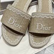 Okify Dior Beige Embroidered Women Slides  - 5