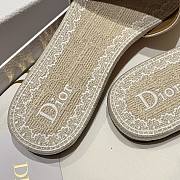 Okify Dior Beige Embroidered Women Slides  - 4