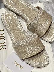 Okify Dior Beige Embroidered Women Slides  - 3
