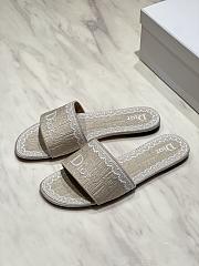Okify Dior Beige Embroidered Women Slides  - 1