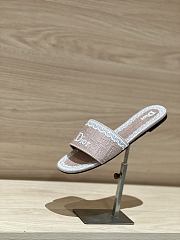 Okify Dior Light Pink Embroidered Women Slides  - 6