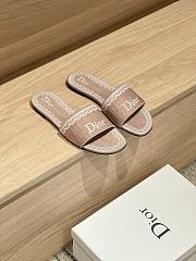 Okify Dior Light Pink Embroidered Women Slides  - 2