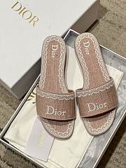 Okify Dior Light Pink Embroidered Women Slides  - 4