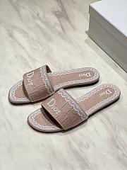 Okify Dior Light Pink Embroidered Women Slides  - 1