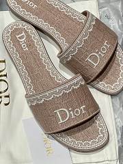 Okify Dior Light Pink Embroidered Women Slides  - 3