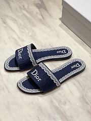 Okify Dior Dark Blue Embroidered Women Slides  - 1