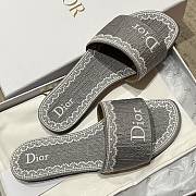 Okify Dior Gray Embroidered Women Slides  - 3