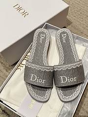 Okify Dior Gray Embroidered Women Slides  - 5
