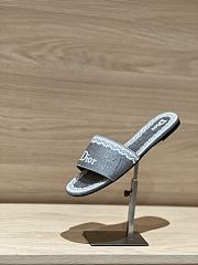 Okify Dior Gray Embroidered Women Slides  - 2