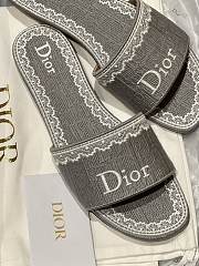 Okify Dior Gray Embroidered Women Slides  - 6